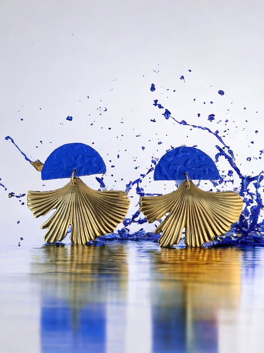 kolczyki z masy plastycznej Oryginalne kolczyki Gingko