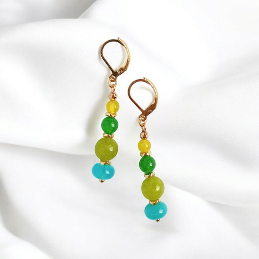 kolczyki z kamieniami Kolczyki SUMMER collection : 6cm : zieleń