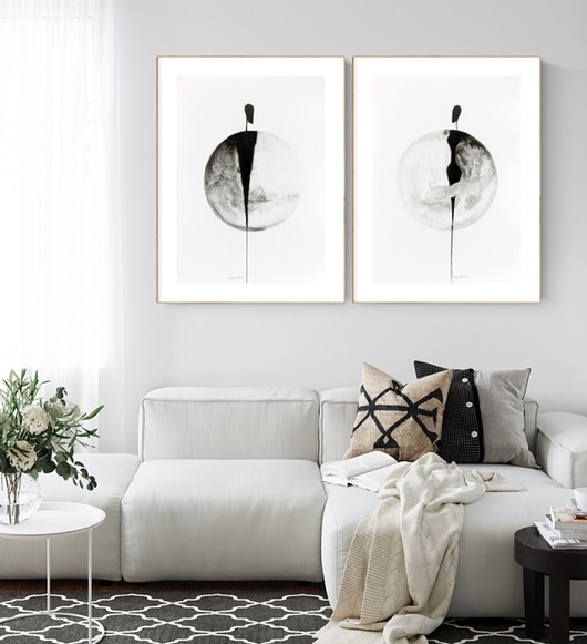 Zestaw 2 obrazów ręcznie malowanych 50 x 70 cm MiniMalArt