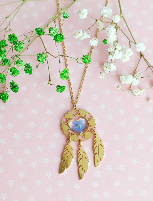 wisiory Wyjątkowy naszyjnik NIEZAPOMINAJKA Serce