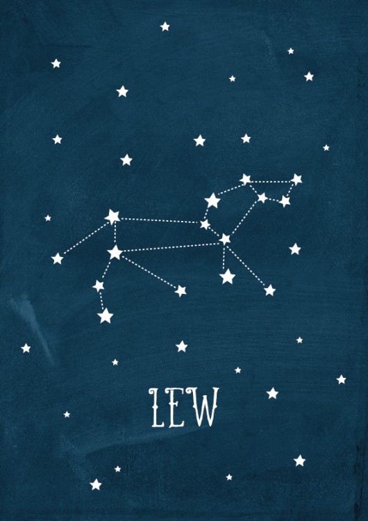 Plakat z zodiakiem dziecka - LEW A4 HUS