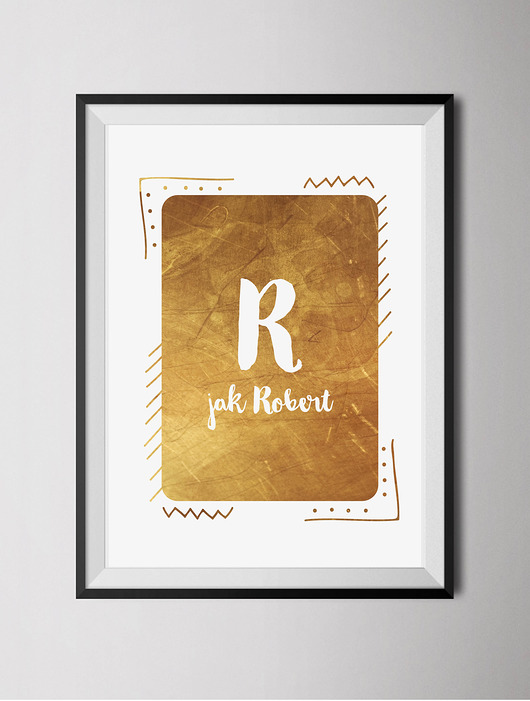 Personalizowany złocony plakat Inicjał2 Old Soul Mood Prints