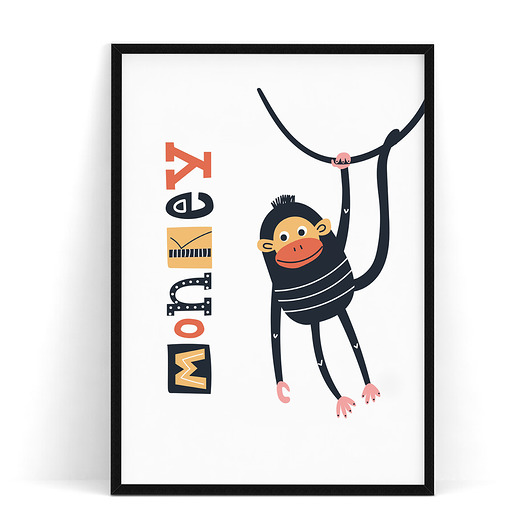 Plakat dziecięcy Monkey trochę na ścianę