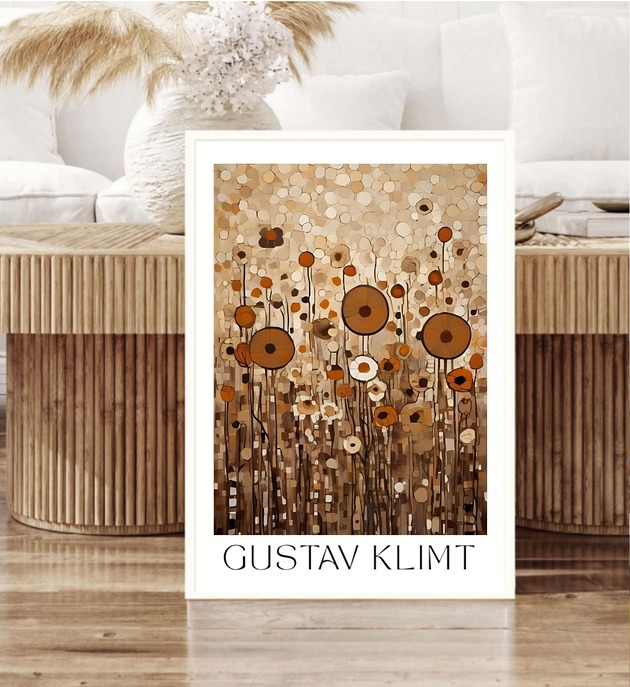 plakaty PLAKAT Gustav Klimt, łąka kwiatowa obraz
