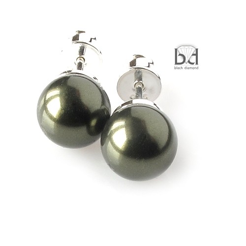 Sztyfty - perły kryształ Swarovski  (8 mm) Black Diamond
