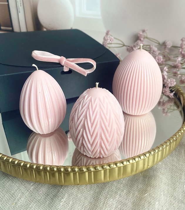 świeczniki i świece Wielkanocny zestaw/ Świece ekologiczne sojowe dekoracyjne jajka wielkanocne