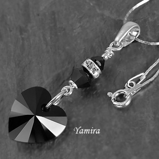kryształ Swarovski long Heart Jet - zawieszka yamira