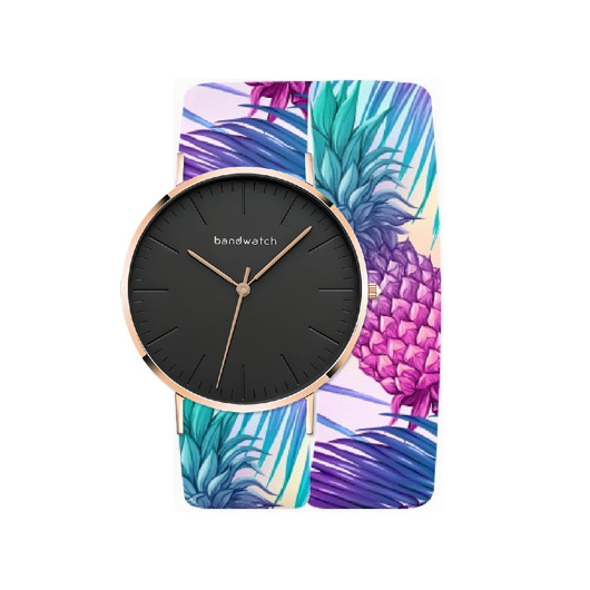 zegarki damskie Zegarek damski wiązany - Pineapple paradise - Tarcza Różowe złoto