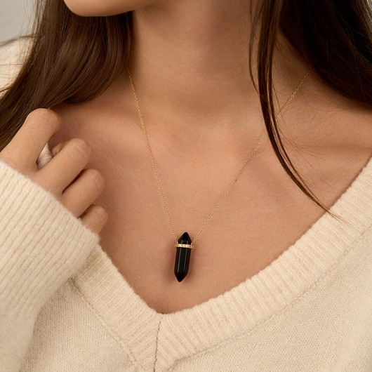 złote naszyjniki Naszyjnik onyks cyrkonie- srebro 925 pozłacane