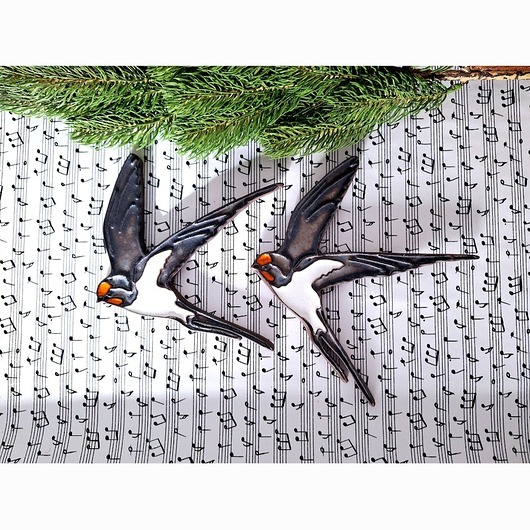 figurki i rzeźby Ceramiczny ptak 2 sztuki dekoracja ścienna