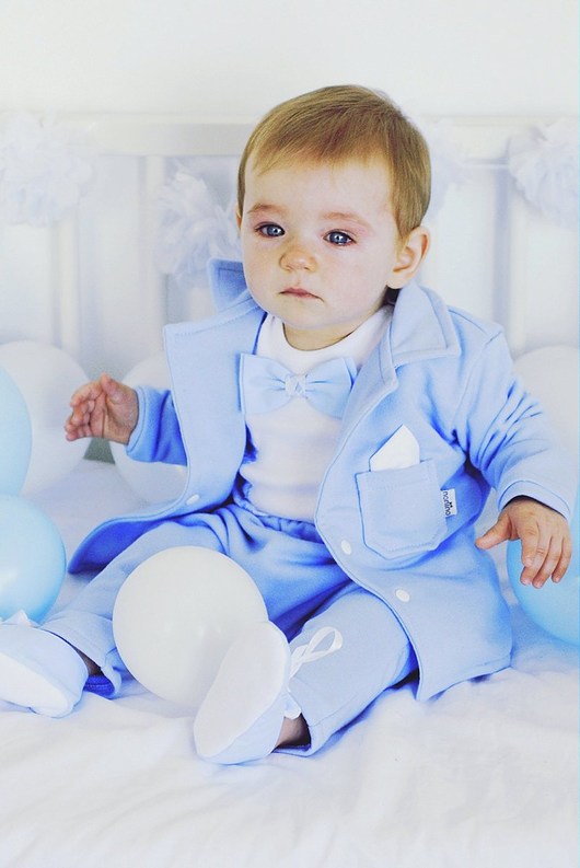 Garniturek do chrztu Blue+Mucha Błękit nonino