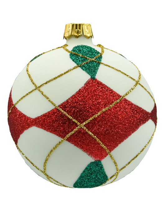 bombki Bombka okrągła biała: czerwono-zielony 4 sztuki
