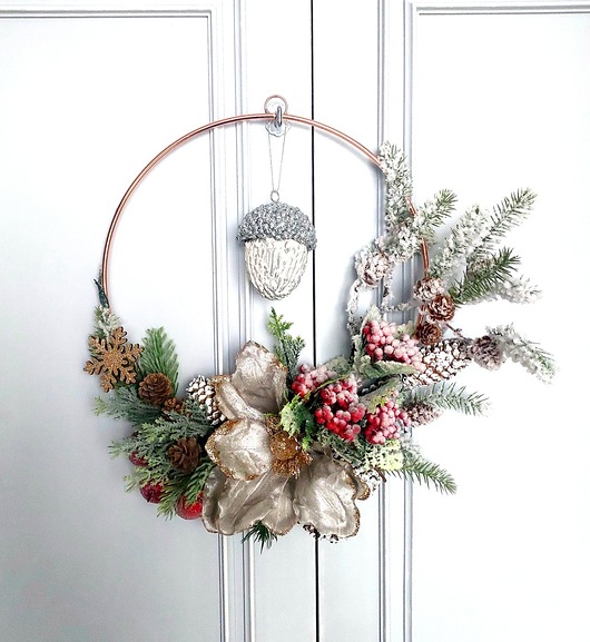 wianki bożonarodzeniowe Wianek Bożonarodzeniowy na obręczy