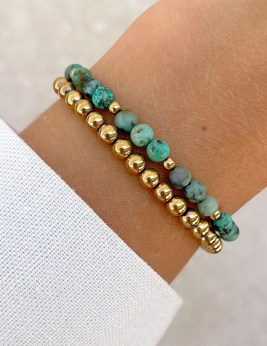 bransoletki z kamieni naturalnych Bransoletki na gumce - turkus afrykański z hematytem