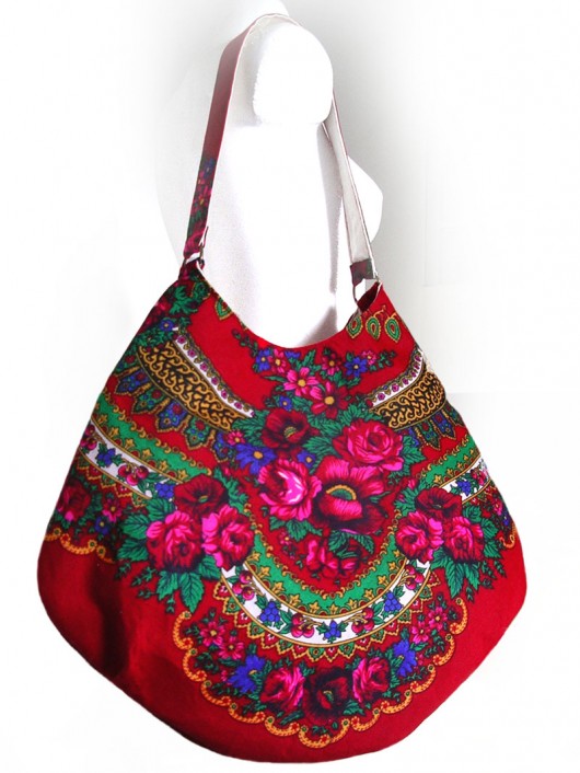 FOLK TOTE BAG (deep red) na ludowo