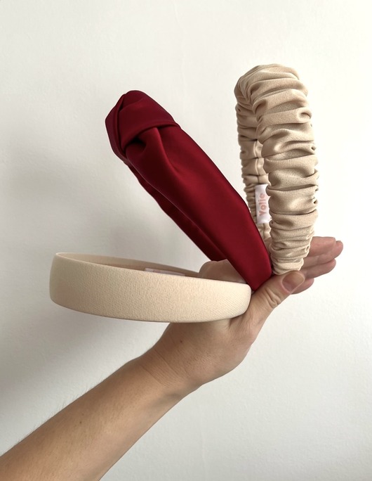 opaski do włosów Beżowa opaska marszczona Nua