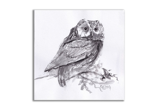 grafiki i ilustracje Sowa. Grafika ręcznie malowana