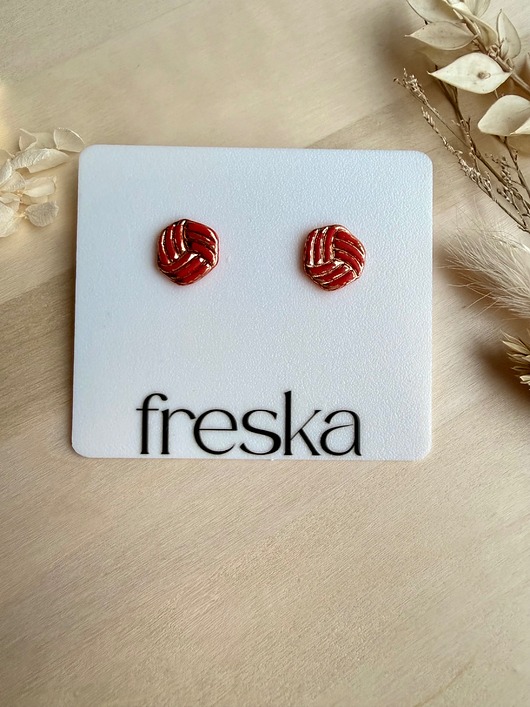 kolczyki z masy plastycznej Kolczyki Pleciony - czerwone