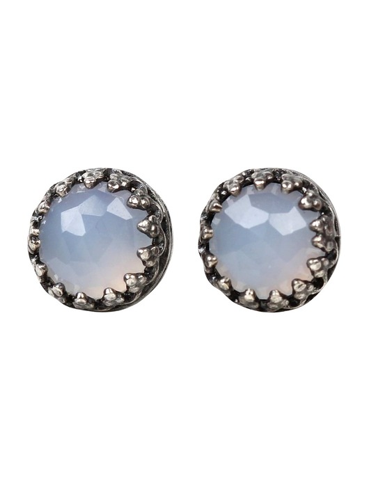 kolczyki z kamieniami Kolczyki sztyfty oksydowane Petite z chalcedonem