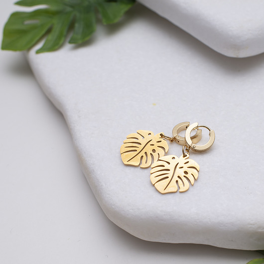 kolczyki pozłacane Kolczyki 'Monstera' 