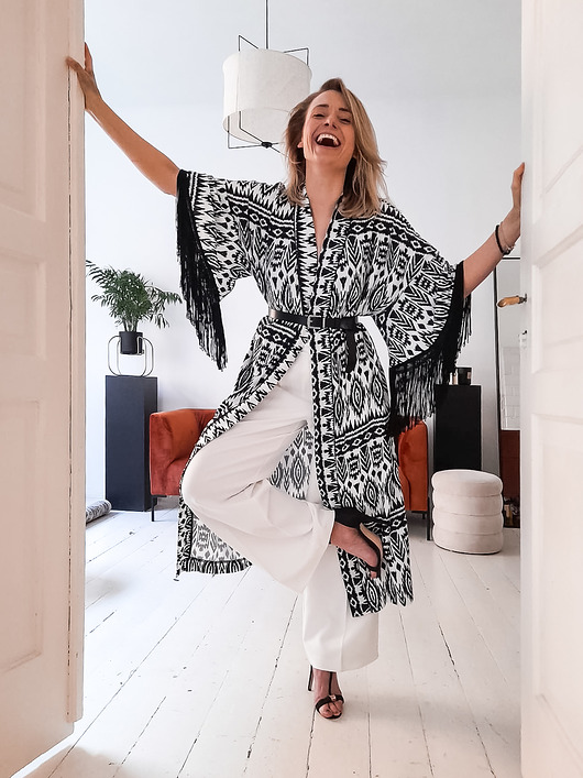 bluzki kimonowe damskie Kimono ZAHIRA frędzle