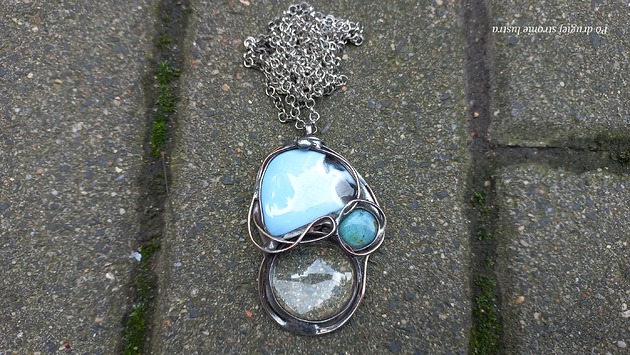 wisiory Opal, turkus, szkło - wisiorek