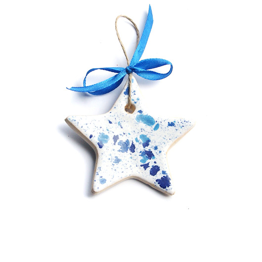 ceramiczna gwiazdka :: white & blue kaktusia