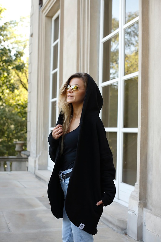 bluza z kapturem damska Peleryna do zadań specjalnych Czarna