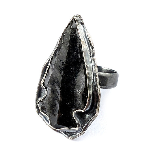 pierścionki srebrne Pierścionek Smocze szkło- obsydian