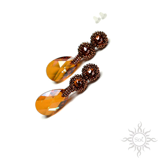 Crystal Copper, kolczyki z kryształami Swarovski Sol
