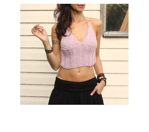 topy damskie Top boho pastelowy fiolet