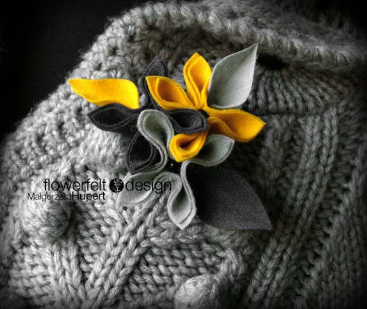 szarości z żółtym  FlowerFelt Design