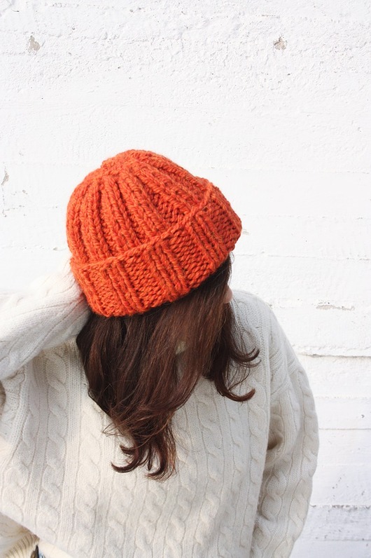 czapki damskie Czapka  beanie wełna peruwiańska alpaka pomarańcz