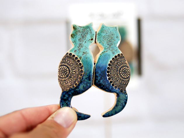 magnesy Ceramiczne koty bliźniaki - magnes na lodówkę