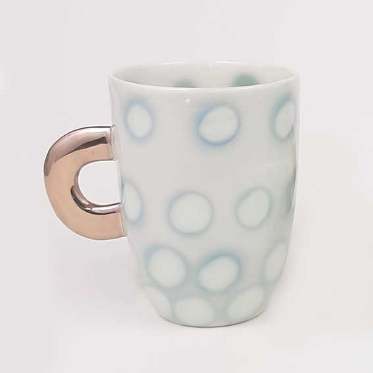 Kubeczek porcelanowy AQUARELL - szare kropki cerama studio