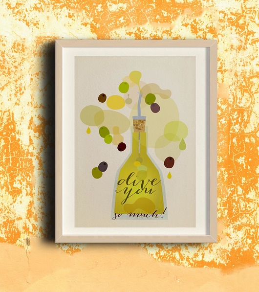 Olive you so much - plakat kuchenny art giclee minimalmill