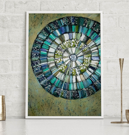 grafiki i ilustracje Mandala w turkusie - rysunek B2 unikat