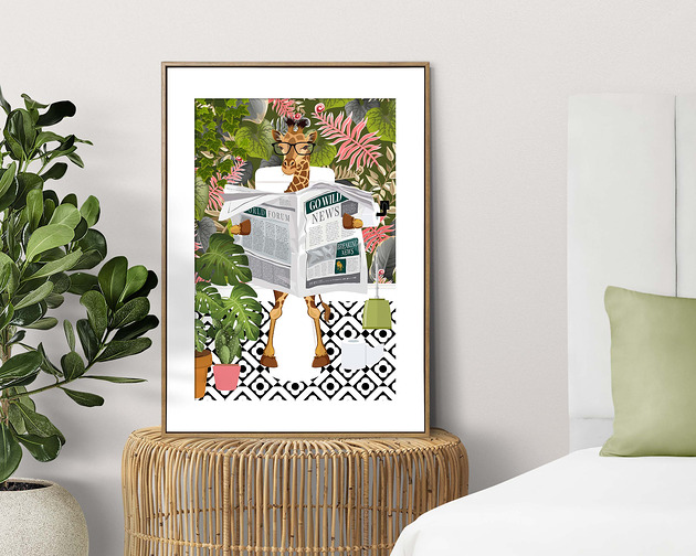 grafiki i ilustracje Plakat Żyrafa z Gazetą Dżungli 2