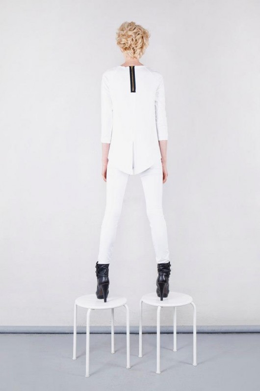bluzki - inne Bluza - frak basic biały