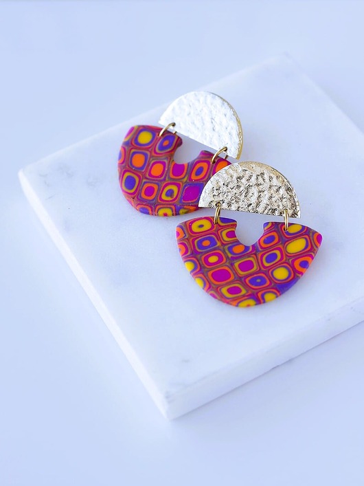 kolczyki z masy plastycznej Duże geometryczne kolczyki łuki TRUE COLORS