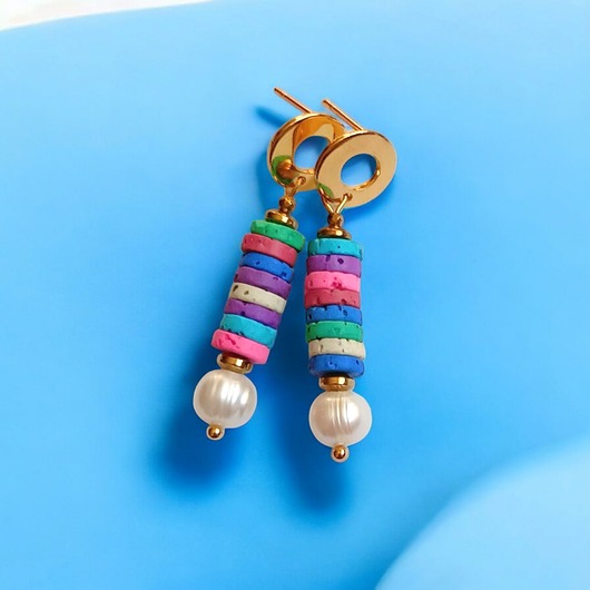 kolczyki z kamieniami Kolczyki SUMMER COLLECTION : sztyfty kółka