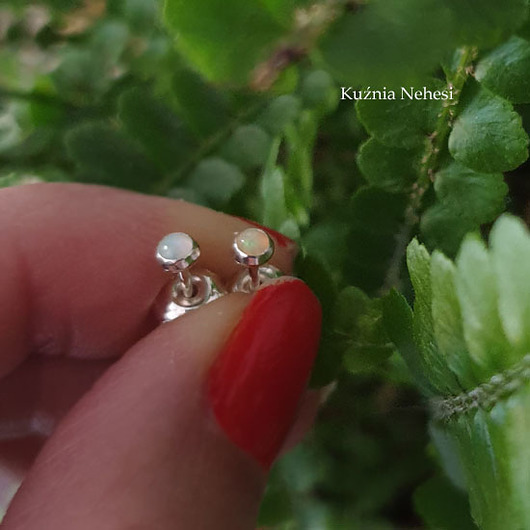 kolczyki z kamieniami Kolczyki Sztyfty - Opal Etiopski Srebro -