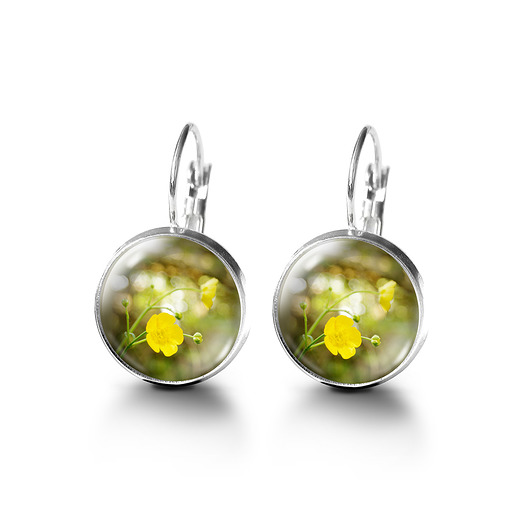 kolczyki szklane Kolczyki - Żółty kwiat