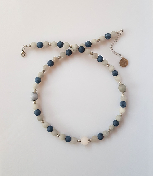 korale Naszyjnik Oszronione Jadeity