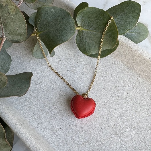 wisiory Naszyjnik czerwony makaronik serduszko