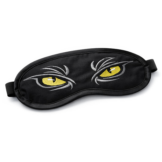 opaski na oczy OPASKA Czarna bawełniana haftowana Kocie oczy PREZENT