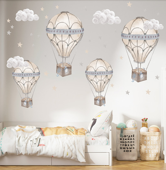 naklejki ścienne do pokoju dziecka Naklejka na ścianę - Beżowo-szare Balony