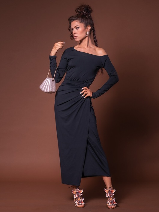 spódnice midi Kopertowa spódnica - Emily Maxi Black