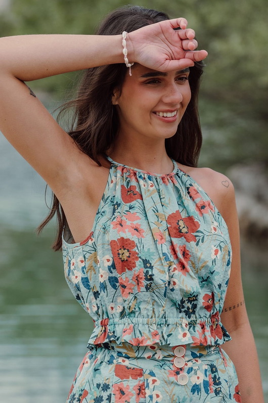 topy damskie Crop top z falbanką, RETRO AMELIA