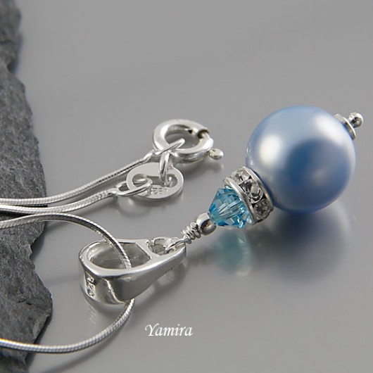 kryształ Swarovski Light Blue pearl exclusive - wisior yamira